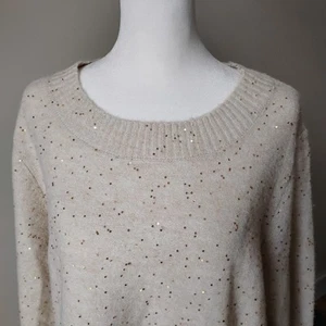 Neu mit Etikett Talbots Gold Glitzer Gr. 1X Pailletten plus Poly Wollmischung weicher Pullover  - Bild 1 von 6