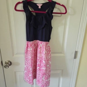 Lilly Pulitzer Girls Dress Size 14 Navy And Pink - Picture 1 of 1