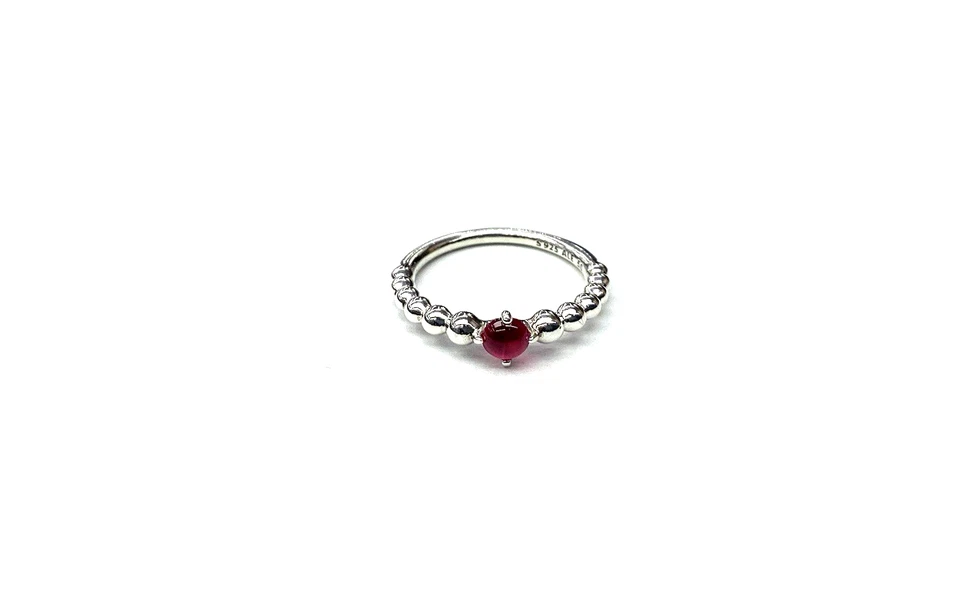 Pandora 925 Sterling Silver Pink Stone Beaded Ring Size 6 - Image 1 of 4