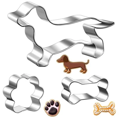 3er Set Hund Keksausstecher Ausstechformen aus Edelstahl Dackel Geschenke Hun... - Bild 1 von 4