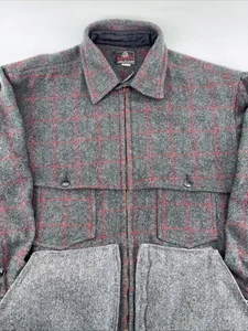 vintage JOHNSON WOOLEN MILLS wool coat 48R mackinaw MALONE hunting jacket 1960s - Picture 1 of 13