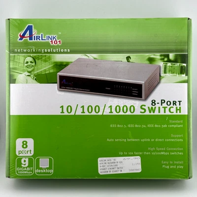 Airlink 101 8-Port 1000Base-T Gigabit Ethernet Switch AGIGA8SW NO ADAPTER L66 - Image 1 of 4