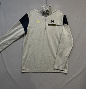 Michigan Wolverines 1/4 Zip Shirt Herren L grau Mock Neck Nike Dri-Fit Jordan - Bild 1 von 11