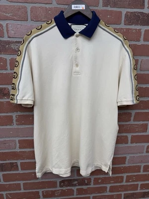 Camisa Polo Gucci a Rayas Entrelazada Crema 100% Auténtica Talla 3XL Para Hombre’s Foto 1 de 4