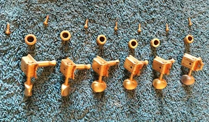 c.1960's Fender Strat Gold-Plated Kluson Double Line Tuners w/Grommets & Screws - Picture 1 of 4
