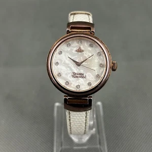 Vivienne Westwood Hampton Womens Watch VV128RSWH R.Gold White Leather New Batt - Picture 1 of 17