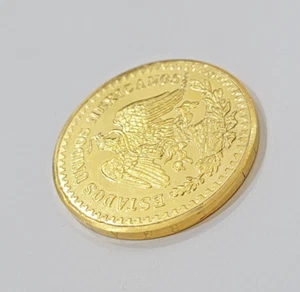 Mexican Gold Coin 50 Pesos 1821-1947 Date SOLID REAL 14kt Gold Charm Centenario - Picture 1 of 6