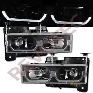 88-99 GMC Chevy Suburban Tahoe CK C10 Yukon i8 Style Black Headlights RH + LH - Picture 1 of 3