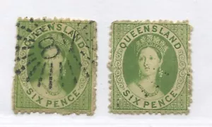 Queensland QV 1871 6d perf 13 2 distinct shades used - Picture 1 of 1