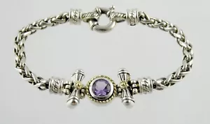 Fili Menegatti Bracciale Ametista Argento Sterling e Oro 18K 7 Pollici 28,3g - Foto 1 di 17
