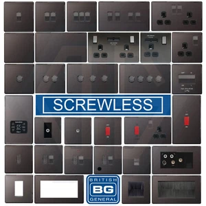 BG Nexus Black Nickel Screwless Flatplate Switches & Sockets Black Inserts - Picture 1 of 71