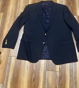 Brooks Brothers Wool Navy Blazer  2 Button Sport Coat Men's 48long  1818 madison