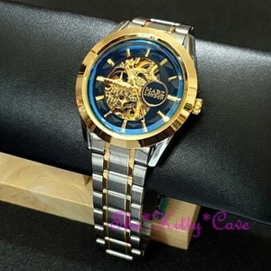 Automático Mecánico Hueco Esqueleto Steampunk Zafiro Azul Biselado Mineral Reloj - Imagen 1 de 11