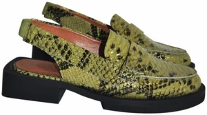 Mules Ganni $500 efecto serpiente cuero en relieve talla 38 7,5 8 NUEVO - Imagen 1 de 8