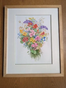 DAPHNE McSEAN ORIGINAL FRAMED WATERCOLOUR MY GARDEN FLOWERS - Picture 1 of 8