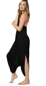 FREE PEOPLE FP MOVEMENT x ONZIE BLACK HAREM HALTER ONE PIECE JUMPSUIT ROMPER S/M - Picture 1 of 5