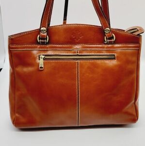 Patricia Nash Poppy Tote Shoulder Bag, 100% Italian Leather, Tan, Top Zip