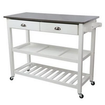 Homegear Open Storage Kitchen Cart with Shelves - Stainless Steel Top - Image 1 of 4