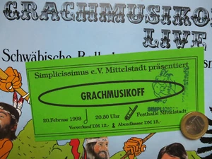 Grachmusikoff (Schwoißfuaß) 1993 Concert Ticket Konzertkarte Eintrittskarte - Bild 1 von 2