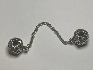 Authentic Pandora Sterling Silver and 14k gold Flower Bouquet safety chain clip - Picture 1 of 9