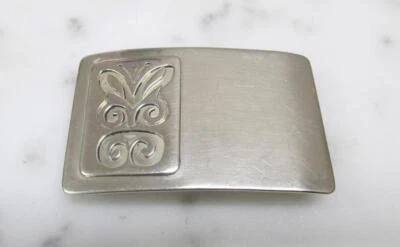 Vintage Women's Sterling Silver Belt Buckle w/ Butterfly Design ~ 43.3g ~ 1-F224 - Image 1 of 4