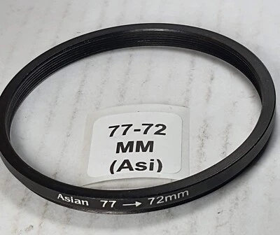 77-72mm Step-Down Metal Lens Filter Adapter Ring 77mm-72mm 77-72 77mm-72 Step - Image 1 of 4