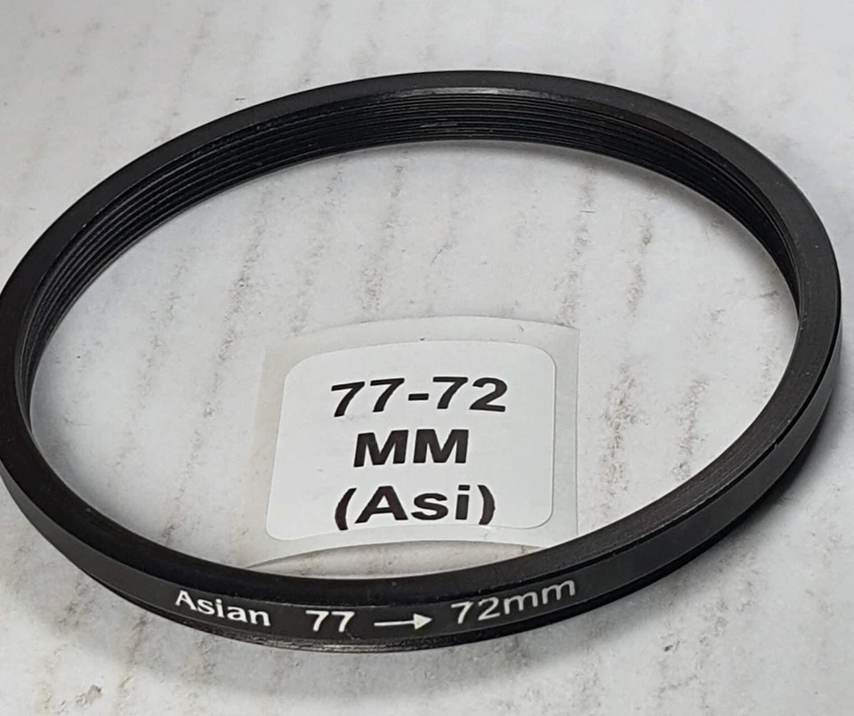 77-72mm Step-Down Metal Lens Filter Adapter Ring 77mm-72mm 77-72 77mm-72 Step - Image 1 of 4