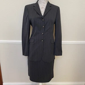 Pre-Owned Women's Piazza Sempione | Wool Pinstripe Skirt Suit in Grey - Picture 1 of 10