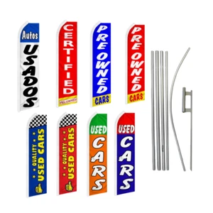 Used Cars Auto Dealerships Variations Swooper Advertising Banner Flag Pole Kits - Picture 1 of 11