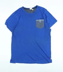 Lee Cooper Mens Blue Cotton T-Shirt Size S Crew Neck - Logo - Picture 1 of 10
