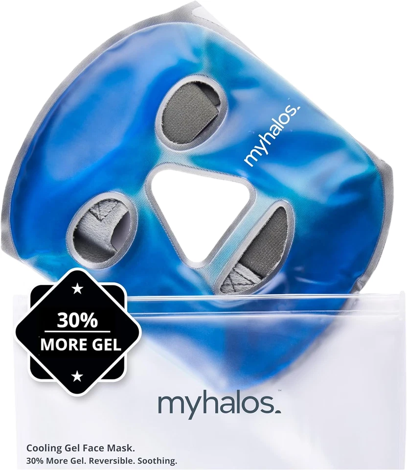 HM HALO MASK Myhalos® Cooling Face Mask -Halo Mask- Hot or Cold Face Ice Pack for Depuffing