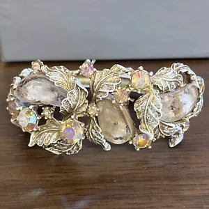 VINTAGE Har Whitewashed Jeweled Dragon Tooth Clamper Bracelet SIGNED - Bild 1 von 7