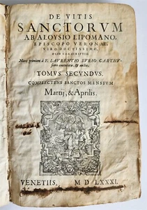 1581 LIVES of SAINTS antique VELLUM FOLIO De vitis sanctorum ab Aloysio Lipomano - Picture 1 of 12