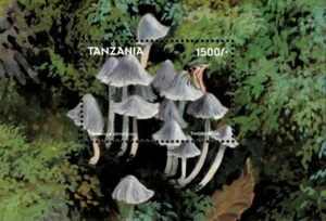 Tansania 1998 - Coprinus Pilze, Dornwanze - Souvenirblatt - Sc 1748 - postfrisch - Bild 1 von 1