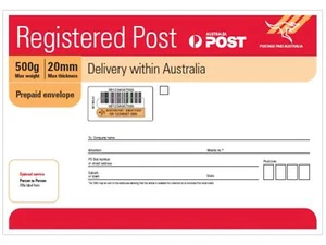 Australia Post Registered Post B4 Prepaid Envelope – 50 Pack - Picture 1 of 1