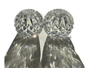 Waterford Crystal Lismore 2 Ball Candle Holders Diamond And Wedge Shape - Picture 1 of 6