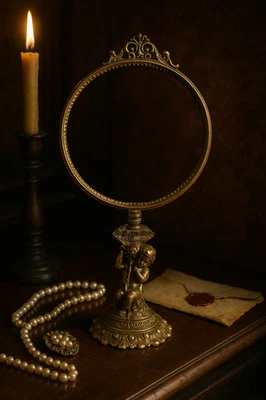 Antique Baroque Cherub Vanity Frame Stand – Gilt Bronze Rococo Table Display - Image 1 of 4