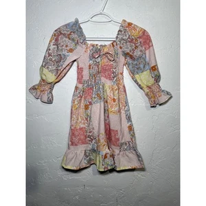 Indulge girls floral patchwork milkmaid tiered dress small 6/7 cottagecore fairy - Picture 1 of 6