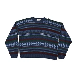 Vintage The Mens Store at Sears Sweater XL Pullover Geometric Print Grandpa - Picture 1 of 5
