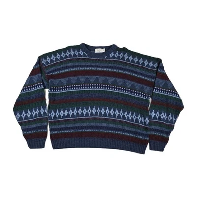 Vintage The Mens Store at Sears Sweater XL Pullover Geometric Print Grandpa - Image 1 of 4