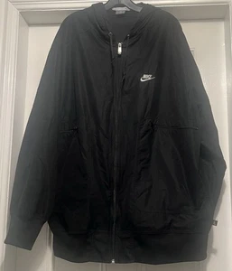 Authentic black Nike vintage hooded drawstring jacket zipping pockets size XXL - Picture 1 of 8