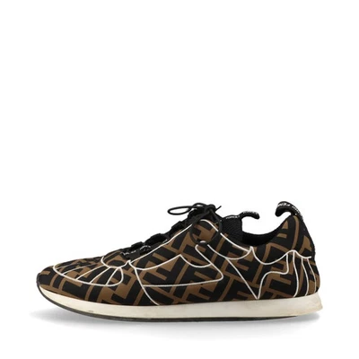 Fendi ZUCCa Fabric Sneakers 38 Ladies' Brown There is a blur on the lining - Image 1 of 4