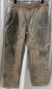 Pantalones de carpintero Carhartt doble rodilla 36x32 peto calce desteñido basura B01-BRN - Imagen 1 de 12