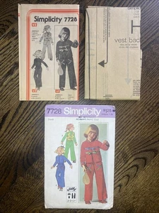VTG 1970s Simplicity Jiffy Pattern 7728 Child Jumpsuit Vest Size 6 UNCUT FF - Picture 1 of 2