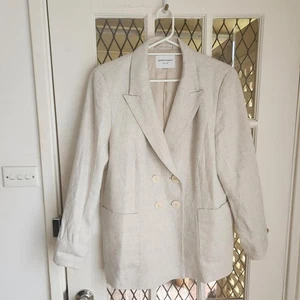 Ivory Linen Sportscraft Double Breasted Blazer all Fully Lined Size 18 - Picture 1 of 8