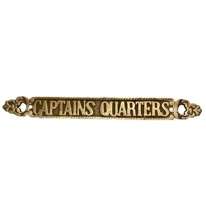 Aged Brass Captains Quarters Sign Plaque Nautical Beach Decor - Picture 1 of 7