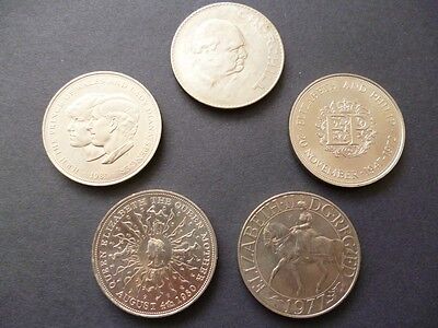 Crown Coins Set Of 5 Queen Elizabeth The Second Crowns 1965.1972,1977,1980,1981. • 9.60£