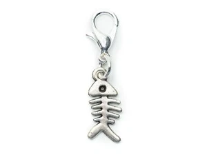 Fishbone Charm Charm Bracelet Miniblings Fish Skeleton Bone Silver - Picture 1 of 4
