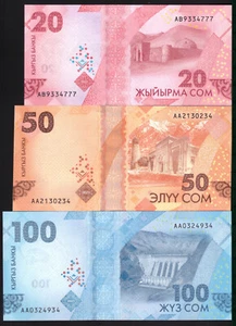 Kirgisistan Set 20. 50. 100 Som P-34. 35. 36 2023 UNC - Bild 1 von 8