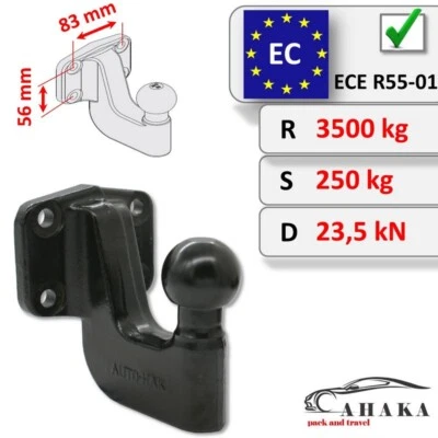 3500 kg Anschraubplatte 83x56 mm Kugelkopf Anhängerkupplung Anhängebock Anhänger - Bild 1 von 4